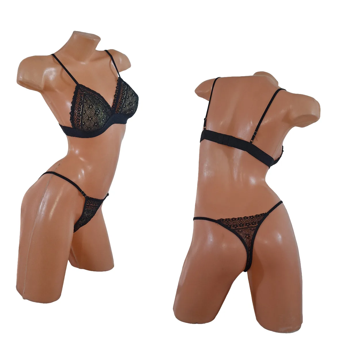 Conjunto Luana Sexy Puntilla y Encaje Corpiño Sin Aro Colaless (art 5103) Talle 85 al 100: imagen 7
