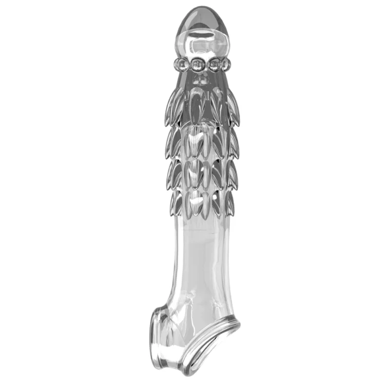 Funda peneana con Vibrador, escamas y agarre de testiculos